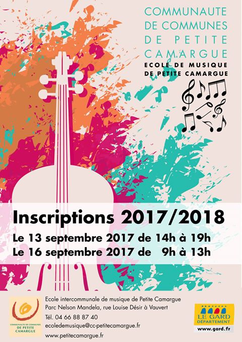 affiche inscriptions école de musique de petite camargue