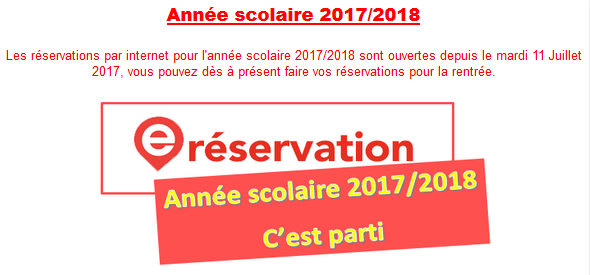 réservation année scolaire 2017/2018