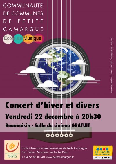 affiche concert d'hiver et divers école de musique de petite camargue