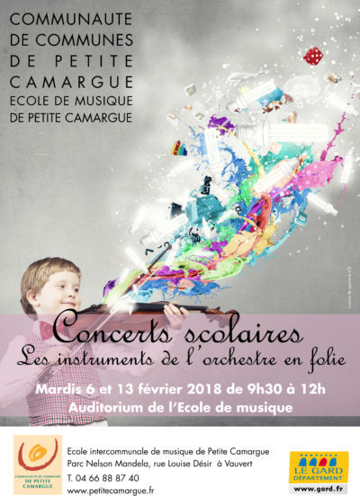 affiche concert "Concerts scolaires" école de musique de petite camargue