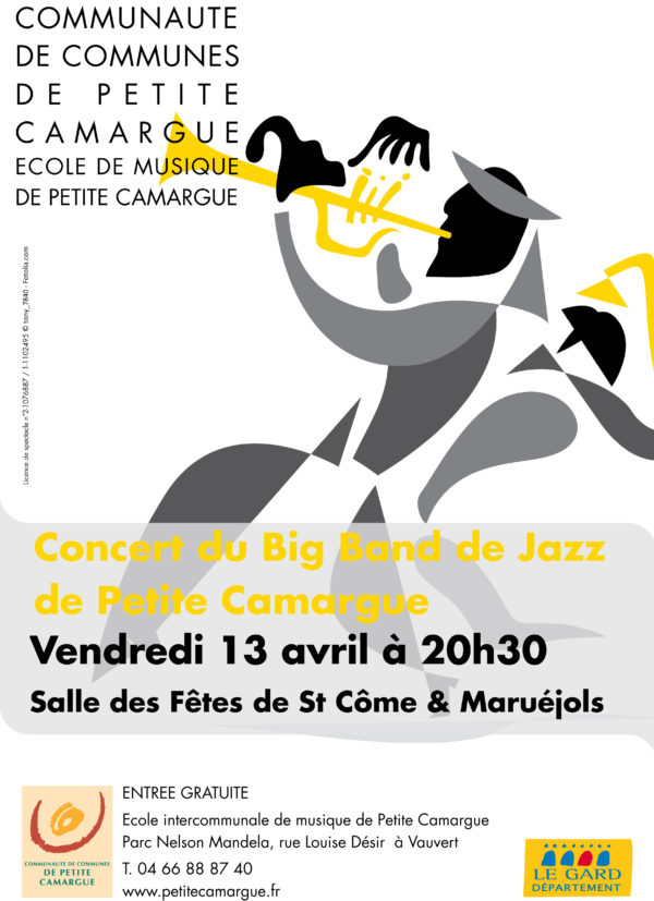 affiche concert "Big Band de jazz" école de musique de petite camargue