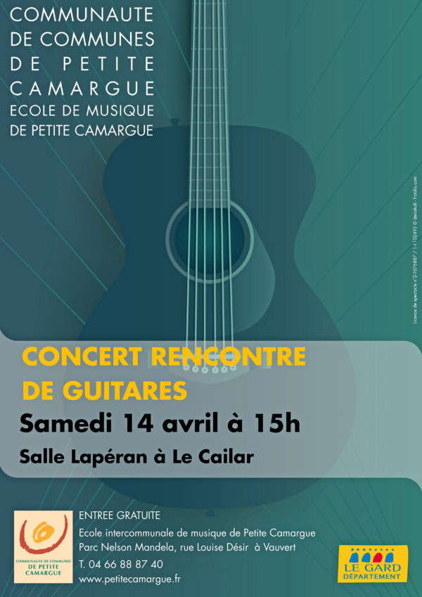 affiche concert "rencontre de guitares" école de musique de petite camargue