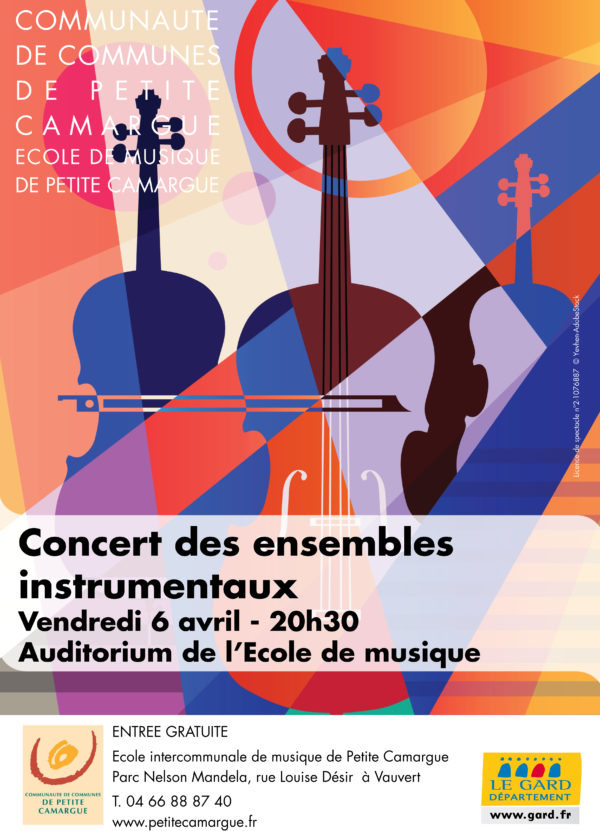 affiche concert "ensembles instrumentaux" école de musique de petite camargue