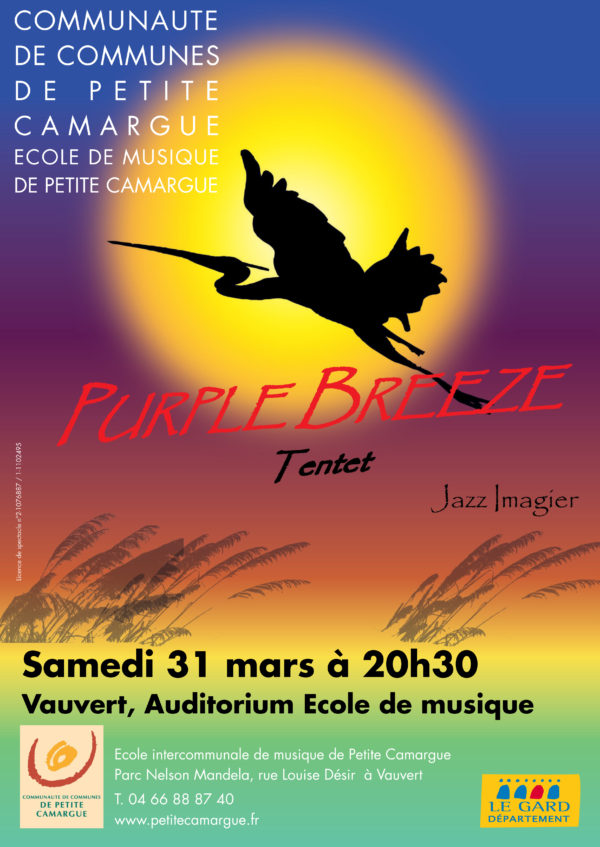 affiche "purple breeze" école de musique de petite camargue