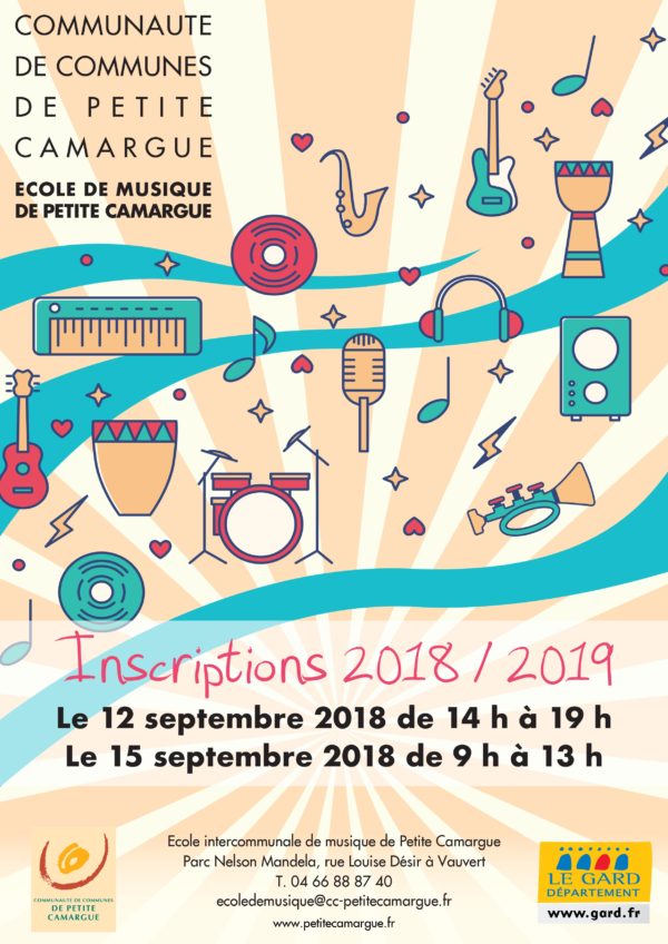 affiche inscriptions 2018/2019 ecole de musique de petite camargue