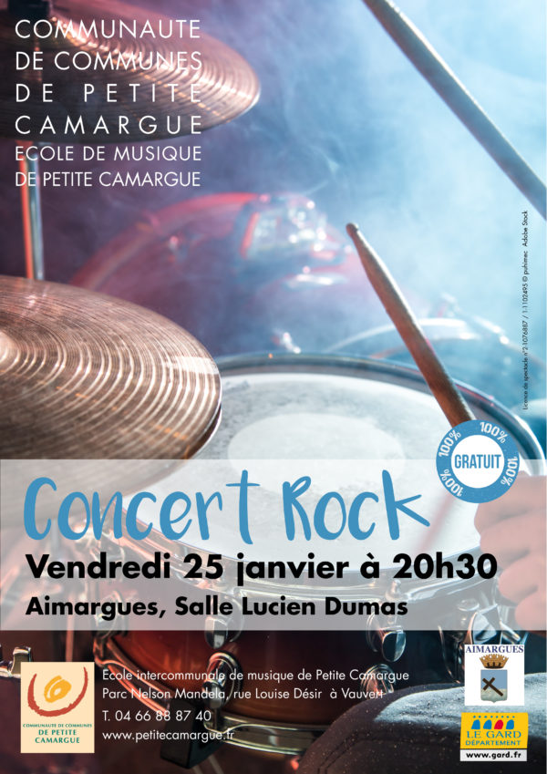 Affiche concert rock par l'ecole intercommunale de musique